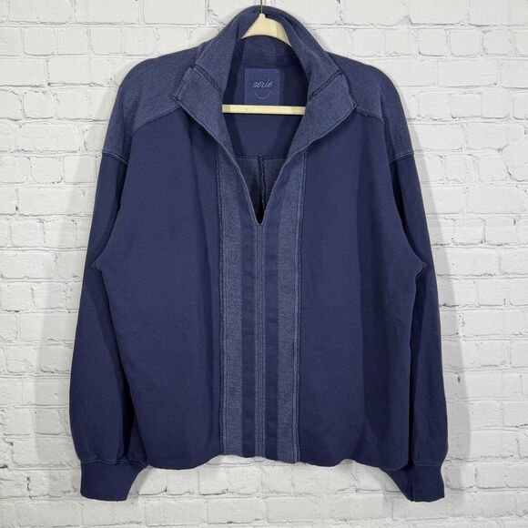 Aerie Oversized Crop Pullover Sweater Women Medium Blue Dolman Knit Activewear - Picture 1 of 10
